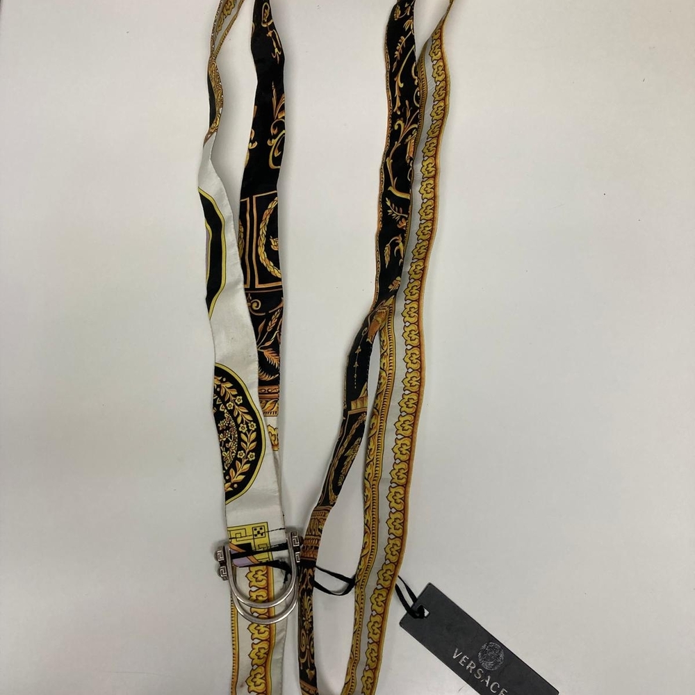 Versace Women's Black & Gold Silk Wrap Belt